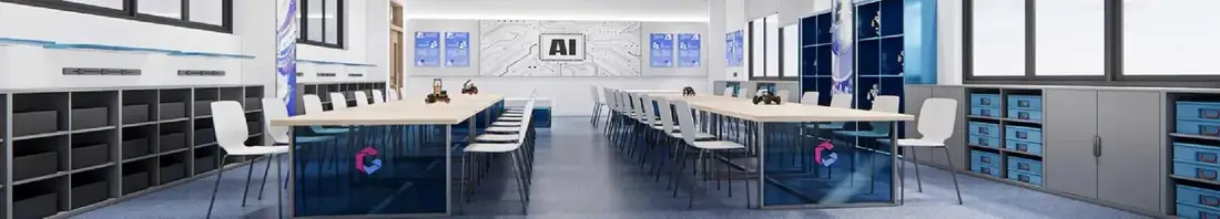 Phối cảnh phòng Lab AI và Robotics dành cho trường học