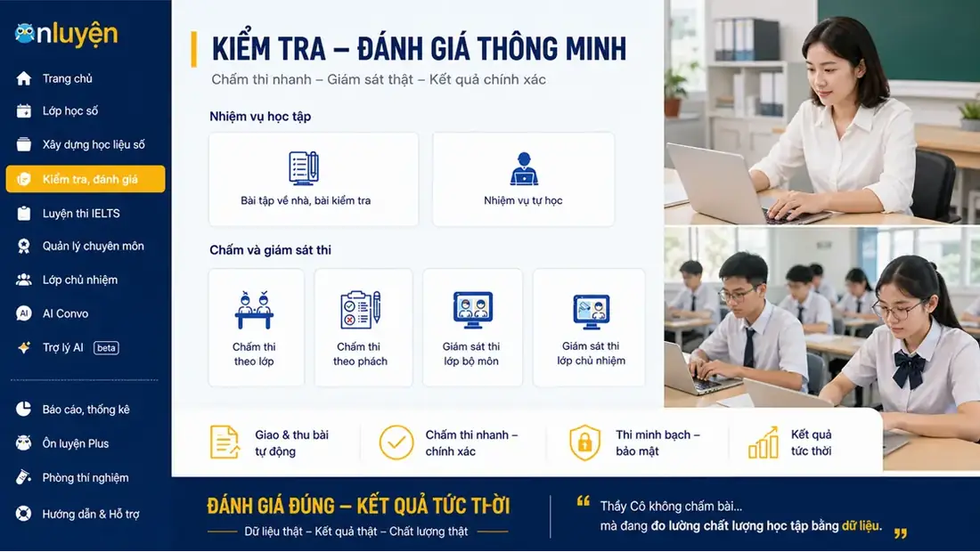 Giao diện lớp chủ nhiệm trên Ôn Luyện với sổ theo dõi học sinh